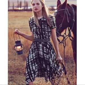 Anthropologie Painted Plaid Dress by Corey Lynn Calter Black Motif Sz 2 NEW